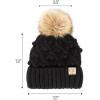 imageCC Kids Childrens Cable Knit Faux Fuzzy Fur Pom Fleece Lined Cuff BeanieHandmade Bobble  Black