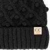imageCC Kids Childrens Cable Knit Faux Fuzzy Fur Pom Fleece Lined Cuff BeanieHandmade Bobble  Black