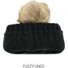 imageCC Kids Childrens Cable Knit Faux Fuzzy Fur Pom Fleece Lined Cuff BeanieHandmade Bobble  Black