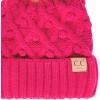 imageCC Kids Childrens Cable Knit Faux Fuzzy Fur Pom Fleece Lined Cuff BeanieHandmade Bobble  Candy Pink
