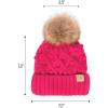 imageCC Kids Childrens Cable Knit Faux Fuzzy Fur Pom Fleece Lined Cuff BeanieHandmade Bobble  Candy Pink