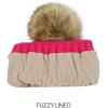 imageCC Kids Childrens Cable Knit Faux Fuzzy Fur Pom Fleece Lined Cuff BeanieHandmade Bobble  Candy Pink