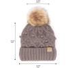 imageCC Kids Childrens Cable Knit Faux Fuzzy Fur Pom Fleece Lined Cuff BeanieHandmade Bobble  City Gray