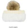 imageCC Kids Childrens Cable Knit Faux Fuzzy Fur Pom Fleece Lined Cuff BeanieHandmade Bobble  Ivory