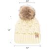 imageCC Kids Childrens Cable Knit Faux Fuzzy Fur Pom Fleece Lined Cuff BeanieHandmade Bobble  Ivory