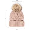 imageCC Kids Childrens Cable Knit Faux Fuzzy Fur Pom Fleece Lined Cuff BeanieHandmade Bobble  Rose
