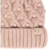 imageCC Kids Childrens Cable Knit Faux Fuzzy Fur Pom Fleece Lined Cuff BeanieHandmade Bobble  Rose