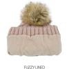 imageCC Kids Childrens Cable Knit Faux Fuzzy Fur Pom Fleece Lined Cuff BeanieHandmade Bobble  Rose