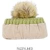 imageCC Kids Childrens Cable Knit Faux Fuzzy Fur Pom Fleece Lined Cuff BeanieHandmade Bobble  Winter Lime
