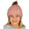 imageCC Kids Childrens Cable Knit Faux Fuzzy Fur Pom Fleece Lined Cuff BeanieIndi Pink