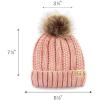 imageCC Kids Childrens Cable Knit Faux Fuzzy Fur Pom Fleece Lined Cuff BeanieIndi Pink