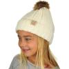 imageCC Kids Childrens Cable Knit Faux Fuzzy Fur Pom Fleece Lined Cuff BeanieIvory