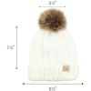 imageCC Kids Childrens Cable Knit Faux Fuzzy Fur Pom Fleece Lined Cuff BeanieIvory