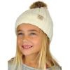 imageCC Kids Childrens Cable Knit Faux Fuzzy Fur Pom Fleece Lined Cuff BeanieIvory