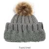 imageCC Kids Childrens Cable Knit Faux Fuzzy Fur Pom Fleece Lined Cuff BeanieLight Melange Gray