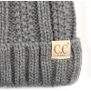 imageCC Kids Childrens Cable Knit Faux Fuzzy Fur Pom Fleece Lined Cuff BeanieLight Melange Gray
