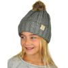 imageCC Kids Childrens Cable Knit Faux Fuzzy Fur Pom Fleece Lined Cuff BeanieLight Melange Gray