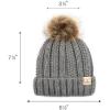 imageCC Kids Childrens Cable Knit Faux Fuzzy Fur Pom Fleece Lined Cuff BeanieLight Melange Gray