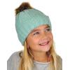 imageCC Kids Childrens Cable Knit Faux Fuzzy Fur Pom Fleece Lined Cuff BeanieMint