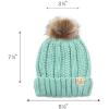 imageCC Kids Childrens Cable Knit Faux Fuzzy Fur Pom Fleece Lined Cuff BeanieMint