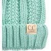 imageCC Kids Childrens Cable Knit Faux Fuzzy Fur Pom Fleece Lined Cuff BeanieMint