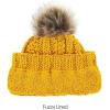 imageCC Kids Childrens Cable Knit Faux Fuzzy Fur Pom Fleece Lined Cuff BeanieMustard