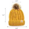 imageCC Kids Childrens Cable Knit Faux Fuzzy Fur Pom Fleece Lined Cuff BeanieMustard