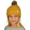 imageCC Kids Childrens Cable Knit Faux Fuzzy Fur Pom Fleece Lined Cuff BeanieMustard