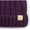 imageCC Kids Childrens Cable Knit Faux Fuzzy Fur Pom Fleece Lined Cuff BeaniePurple