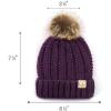 imageCC Kids Childrens Cable Knit Faux Fuzzy Fur Pom Fleece Lined Cuff BeaniePurple