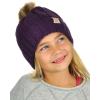 imageCC Kids Childrens Cable Knit Faux Fuzzy Fur Pom Fleece Lined Cuff BeaniePurple
