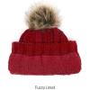 imageCC Kids Childrens Cable Knit Faux Fuzzy Fur Pom Fleece Lined Cuff BeanieRed