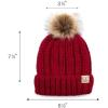 imageCC Kids Childrens Cable Knit Faux Fuzzy Fur Pom Fleece Lined Cuff BeanieRed