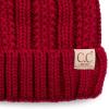 imageCC Kids Childrens Cable Knit Faux Fuzzy Fur Pom Fleece Lined Cuff BeanieRed