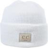 imageCC Kids Childrens Winter Knit Plain Cuff Skull Cap Beanie HatHeather Classic White