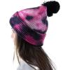 imageCC Kids Childrens Winter Thick Knit Tie Dye Pom Cuff BeanieBlackHot Pink