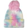 imageCC Kids Childrens Winter Thick Knit Tie Dye Pom Cuff BeanieCotton Candy