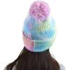 imageCC Kids Childrens Winter Thick Knit Tie Dye Pom Cuff BeanieCotton Candy
