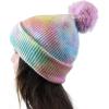 imageCC Kids Childrens Winter Thick Knit Tie Dye Pom Cuff BeanieCotton Candy