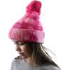 imageCC Kids Childrens Winter Thick Knit Tie Dye Pom Cuff BeanieFuchsiaPink