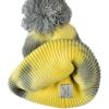 imageCC Kids Childrens Winter Thick Knit Tie Dye Pom Cuff BeanieGrayYellow