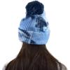 imageCC Kids Childrens Winter Thick Knit Tie Dye Pom Cuff BeanieNavyPale Blue
