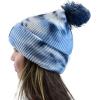 imageCC Kids Childrens Winter Thick Knit Tie Dye Pom Cuff BeanieNavyPale Blue