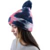 imageCC Kids Childrens Winter Thick Knit Tie Dye Pom Cuff BeanieNavyPink