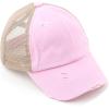 imageCC Kids CrissCross Elastic Band Ponytail Caps Messy Buns Trucker Plain Baseball Cap KIDSBT780Baby Pink