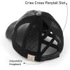 imageCC Kids CrissCross Elastic Band Ponytail Caps Messy Buns Trucker Plain Baseball Cap KIDSBT780Black
