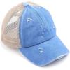 imageCC Kids CrissCross Elastic Band Ponytail Caps Messy Buns Trucker Plain Baseball Cap KIDSBT780Blue Moon