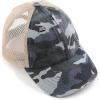 imageCC Kids CrissCross Elastic Band Ponytail Caps Messy Buns Trucker Plain Baseball Cap KIDSBT780Camoblue