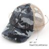imageCC Kids CrissCross Elastic Band Ponytail Caps Messy Buns Trucker Plain Baseball Cap KIDSBT780Camoblue