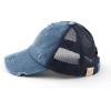 imageCC Kids CrissCross Elastic Band Ponytail Caps Messy Buns Trucker Plain Baseball Cap KIDSBT780Denum